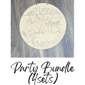 Merry Christmas Truck Round 15" Unfinished Cutout Party Bundle