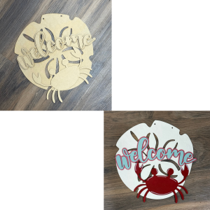 Welcome Sand Dollar Hanger Unfinished Cutout