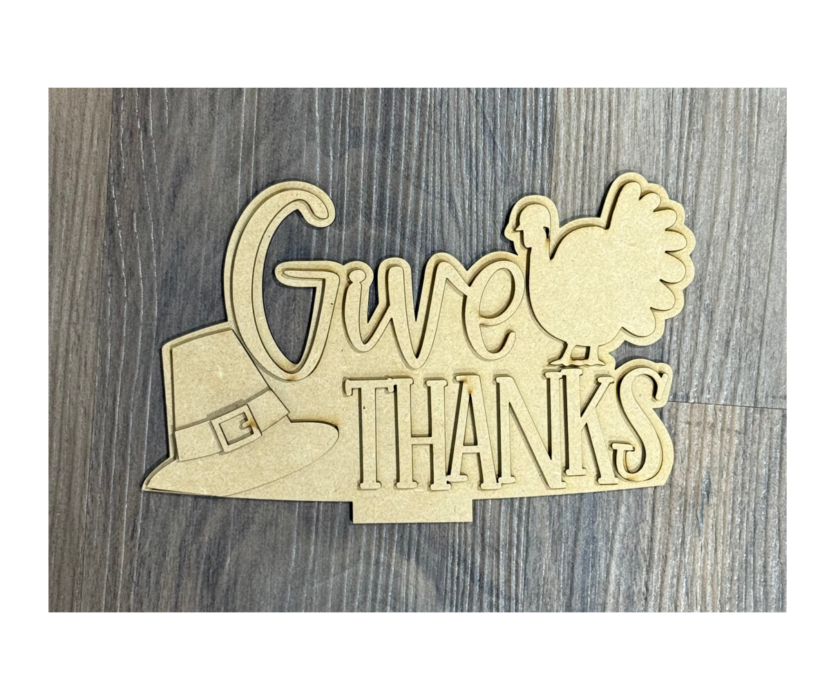 Give Thanks Interchangeable for Basket Unfinished Cutout