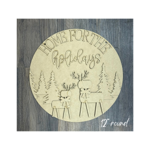Home for the Holidays Deer Round Unfinished Cutout