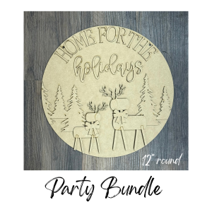 Home for the Holidays Deer Round Unfinished Cutout Party Bundle
