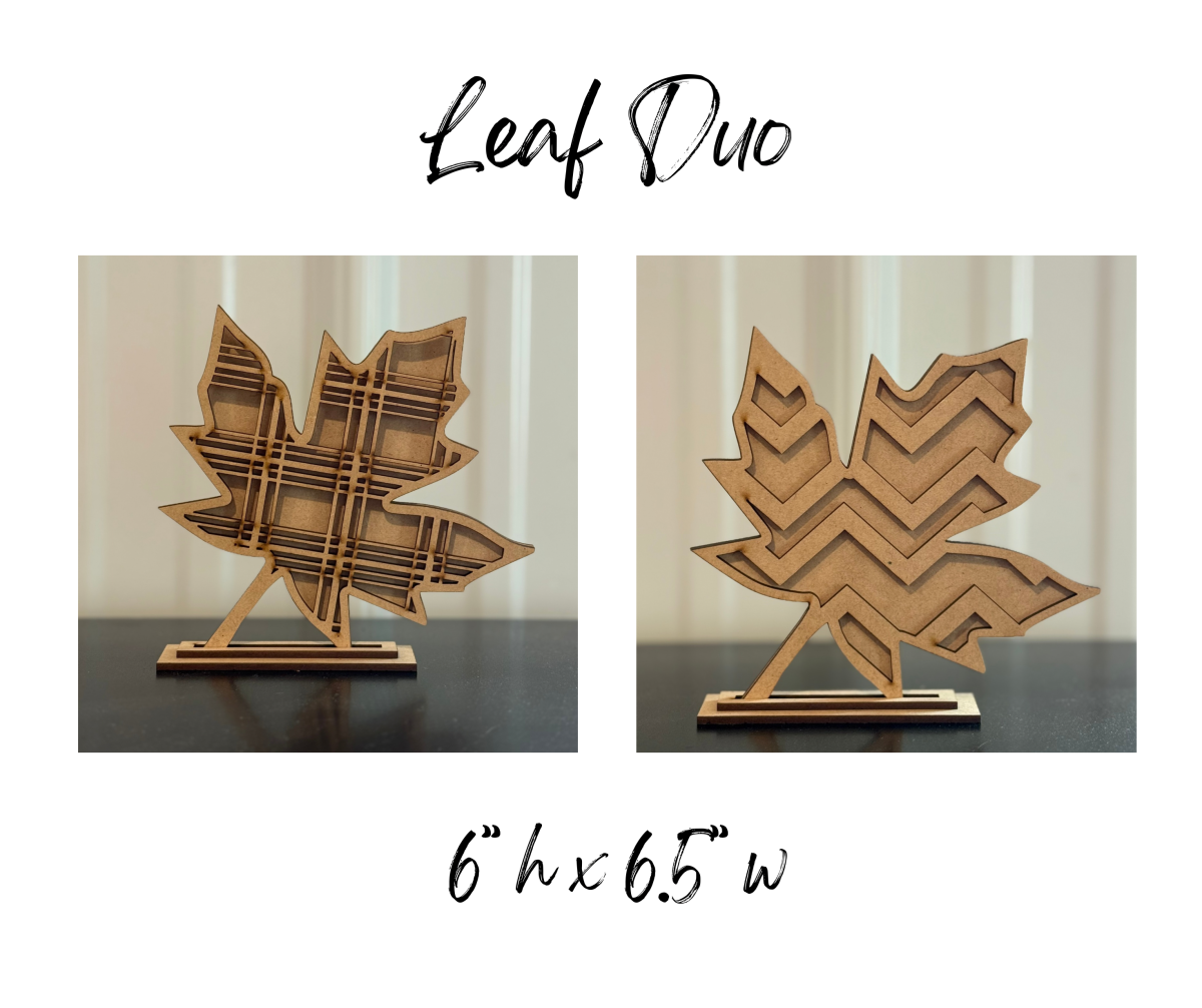 Leaf Duo Shelf Sitter Unfinished Cutout