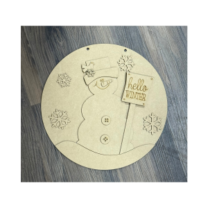 Let It Snow Snowman Round Unfinished Cutout