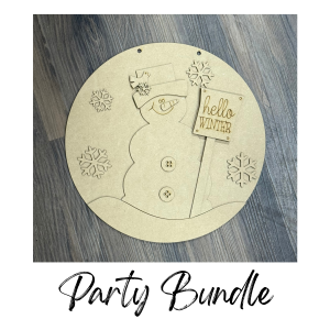 Let It Snow Snowman Round Unfinished Cutout Party Bundle