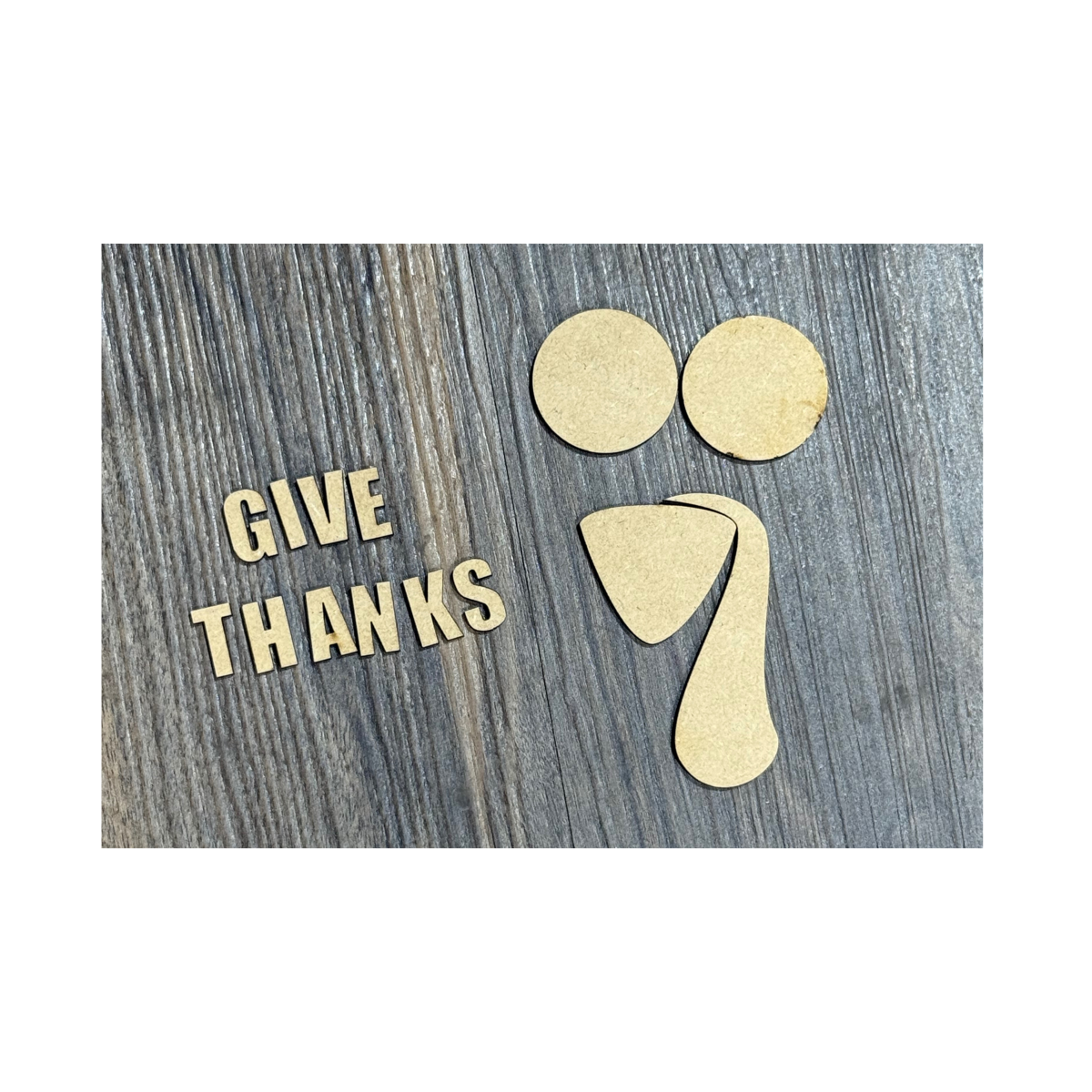 Turkey Face Cutout Unfinished and Give Thanks Letters