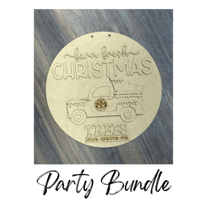 Farm Fresh Christmas Tree Round Unfinished Cutout Party Bundle