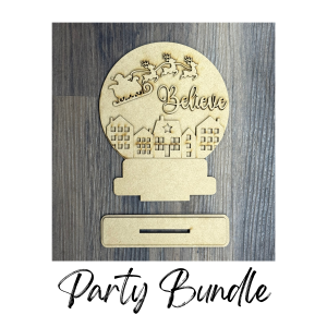 Believe Snow Globe Unfinished Cutout Party Bundle