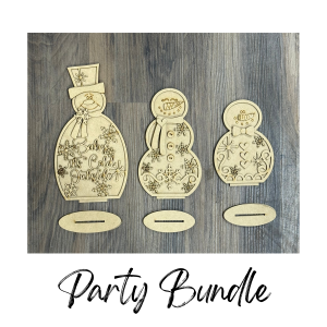 Gingerbread Snowman Family Unfinished Cutout Party Bundle
