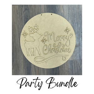 Reindeer Merry Christmas Round Unfinished Cutout Party Bundle
