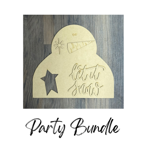 Let It Snow Snowman Shelf Sitter with Star Unfinished Cutout Party Bundle