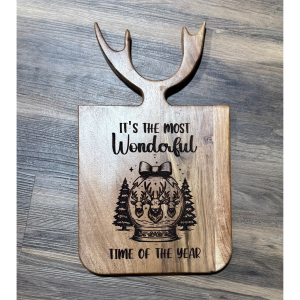Deer Snow Globe Charcuterie Board on Antler Board