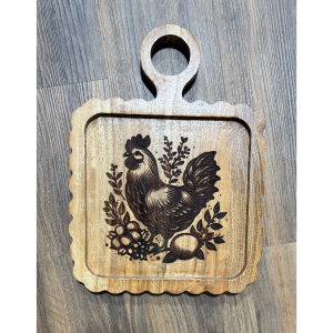 Scalloped Board w/ engraved Chicken