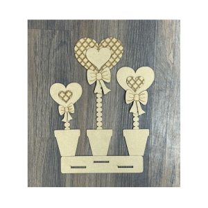 Potted Heart Shelf Sitter Unfinished Cutout