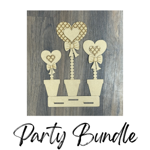 Potted Heart Shelf Sitter Unfinished Cutout Party Bundle