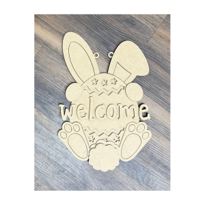Welcome Bunny with Egg Unfinished Cutout