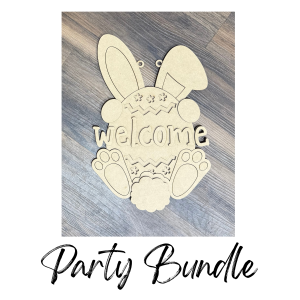 Party Bundle Welcome Bunny with Egg Unfinished Cutout