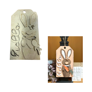 Hello Bunny Tag Unfinished Cutout