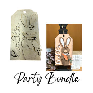 Hello Bunny Tag Unfinished Cutout Party Bundle
