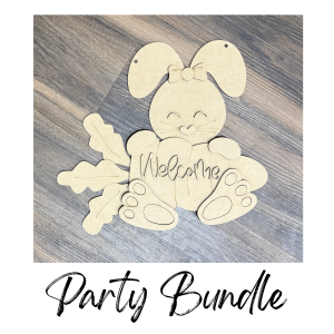 Party Bundle Welcome Bunny with Carrot Unfinished Cutout