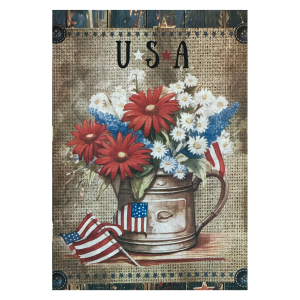 Americana Water Can with Flowers Decoupage Rice Paper