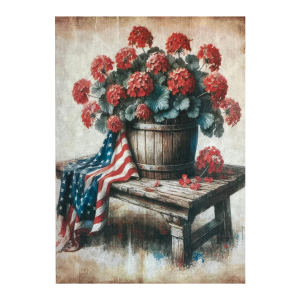 American Flag Geraniums Decoupage Rice Paper