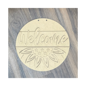 Welcome Americana Flower Unfinished Cutout