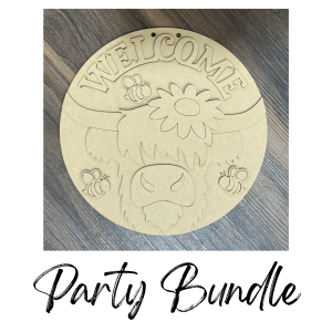 Party Bundle Welcome Bee Highland Cow Round Unfinished Cutout
