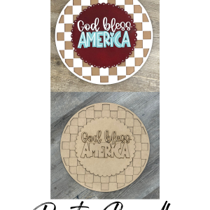 Party Bundle God Bless America Checkered Round Unfinished Cutout