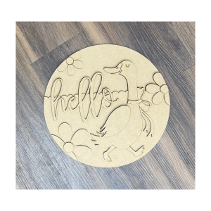 Hello Goose Round Unfinished Cutout