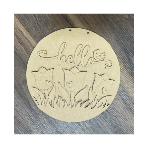 Hello Tulip Unfinished Round Cutout