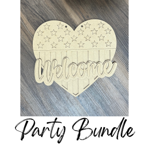 Party Bundle Welcome American Flag Heart Unfinished Cutout