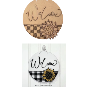 Welcome Sunflower Round 12" UNFINISHED CUTOUT