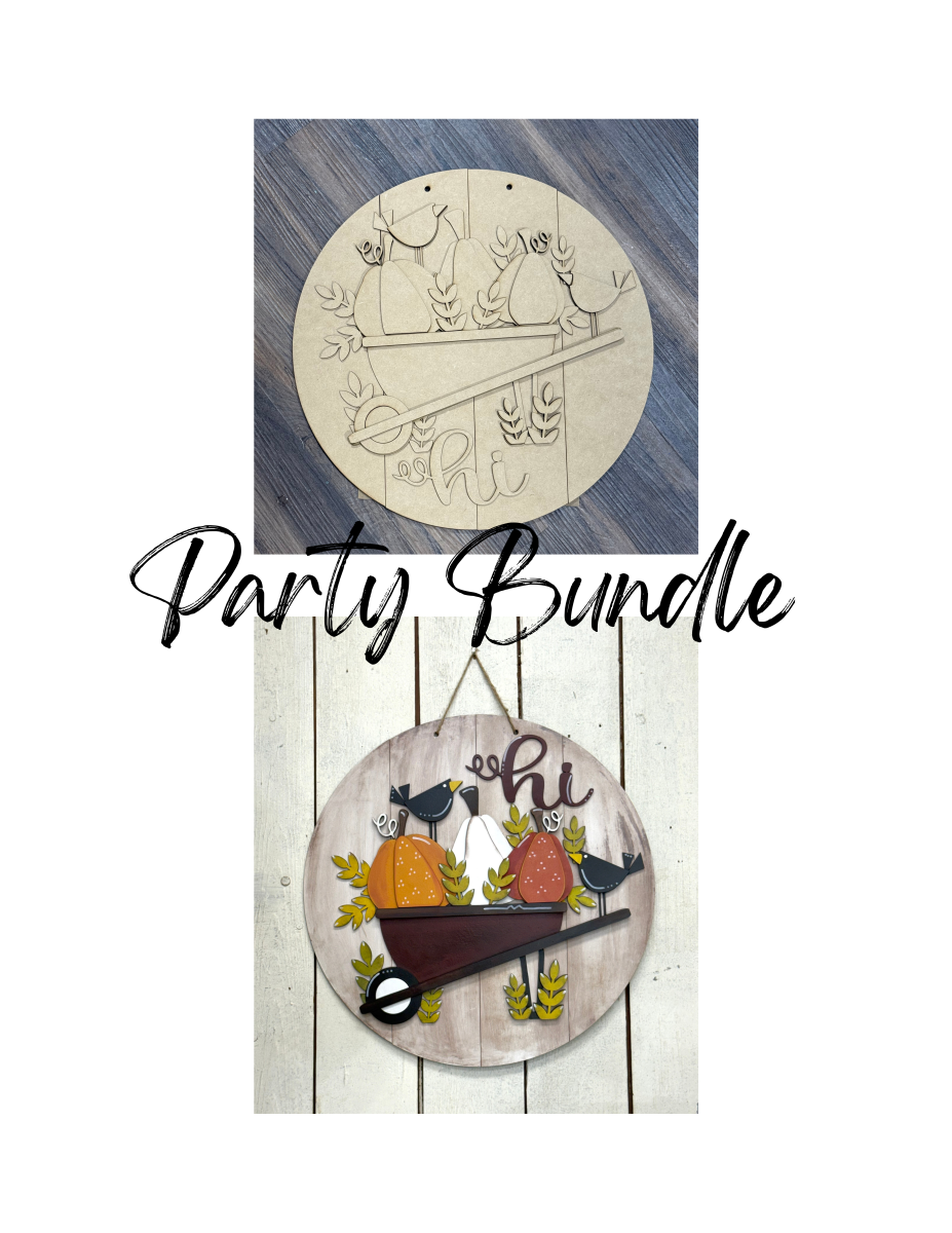 Party Bundle Hi Pumpkin Wheelbarrow Round 15" UNFINISHED CUTOUT