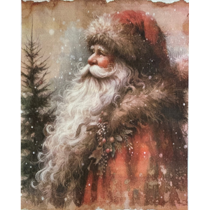 Primitive Vintage Old World Santa Rice Paper