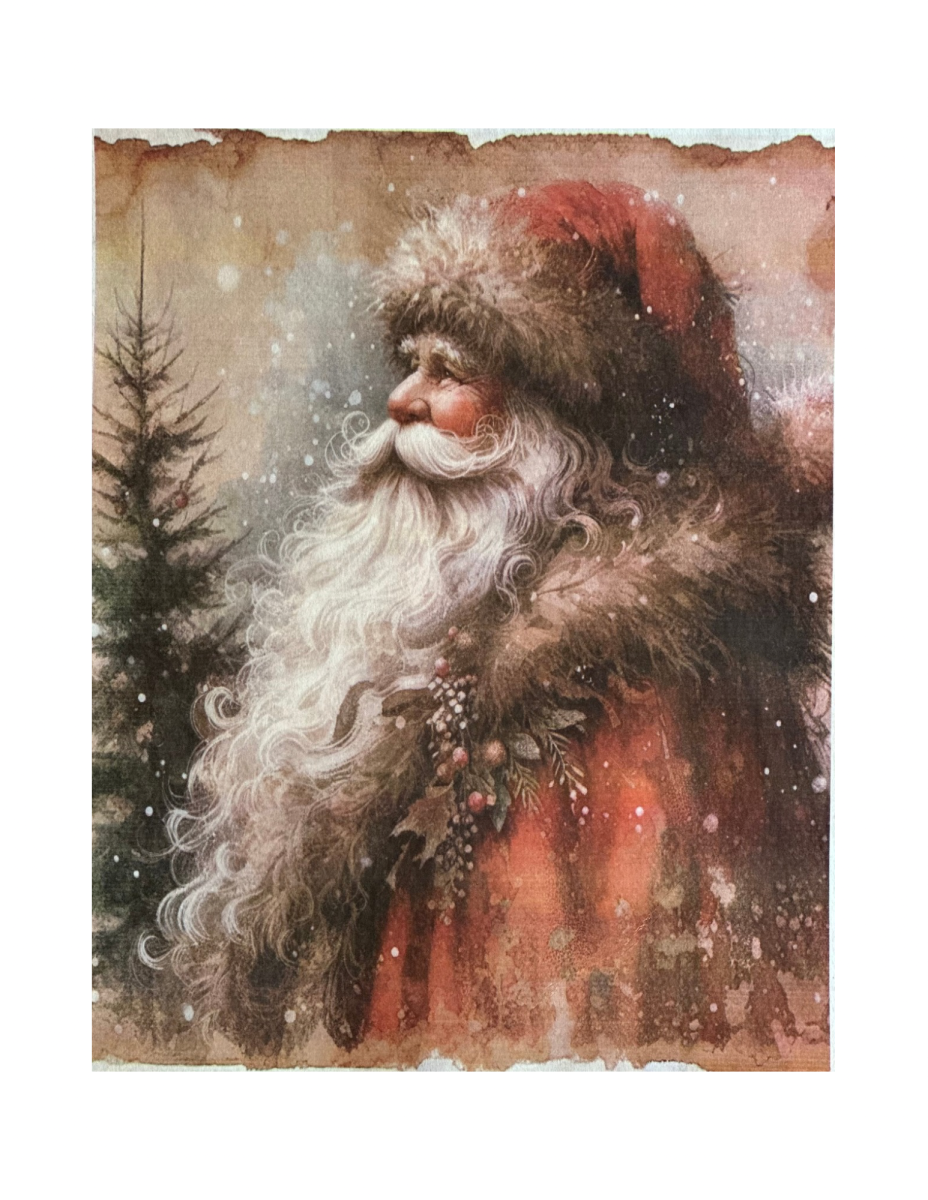 Primitive Vintage Old World Santa Rice Paper