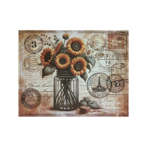 Vintage Sunflower Mason Jar Rice Paper