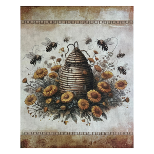Vintage Floral Bee Hive Rice Paper