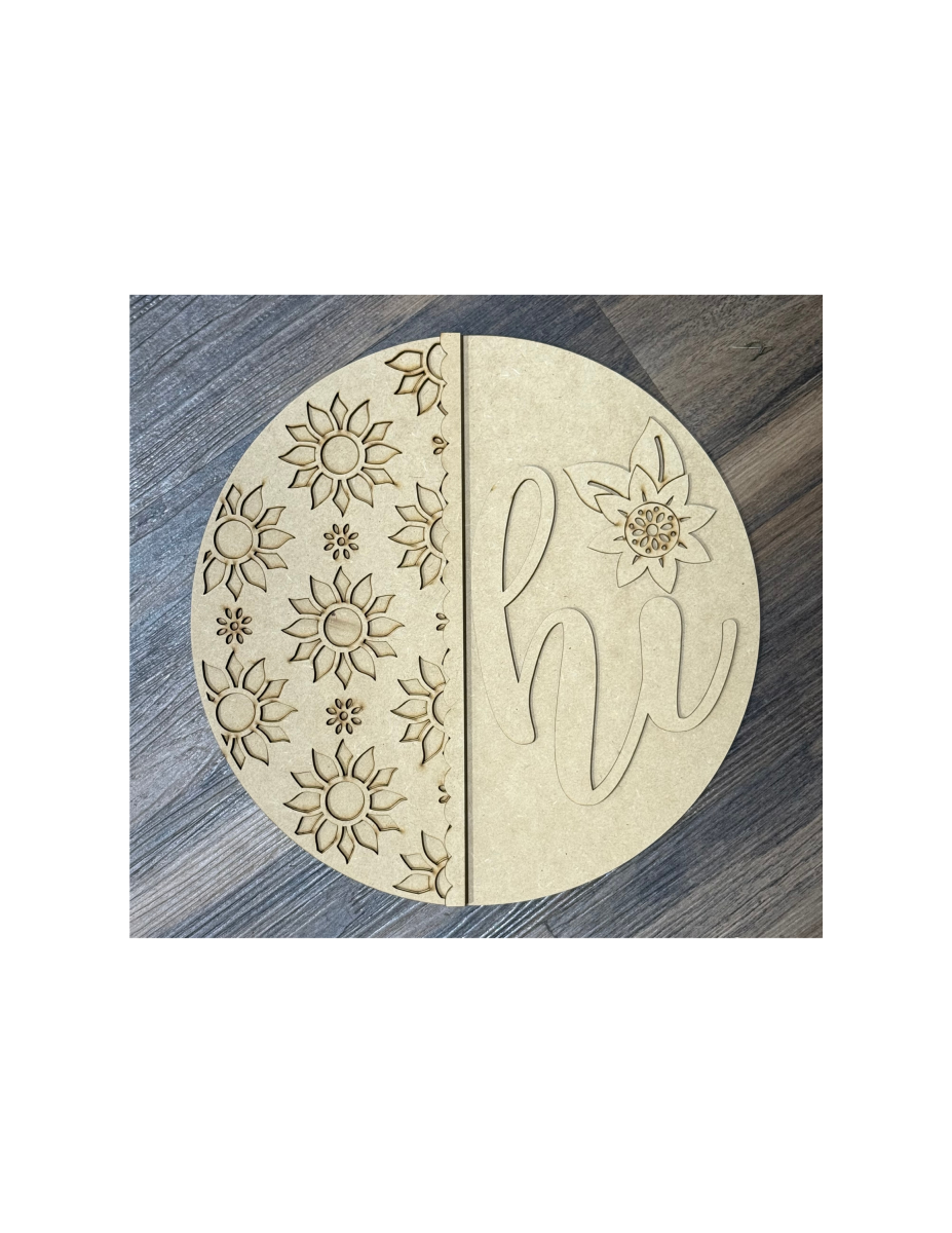 Hi Sunflower Round Unfinished Cutout
