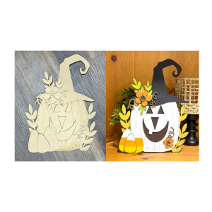 Pumpkin Witch Shelf Sitter Unfinished Cutout