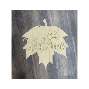Welcome Leaf Hanger Unfinished Cutout