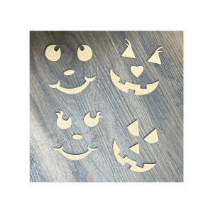4 Pumpkin Faces Unfinished Cutout