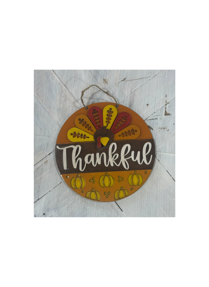 Thankful Turkey Unfinished Round Cutout