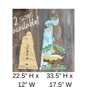 Holy Night Baby Jesus, Mary, and Joseph Leaner Sign Unfinished Cutout